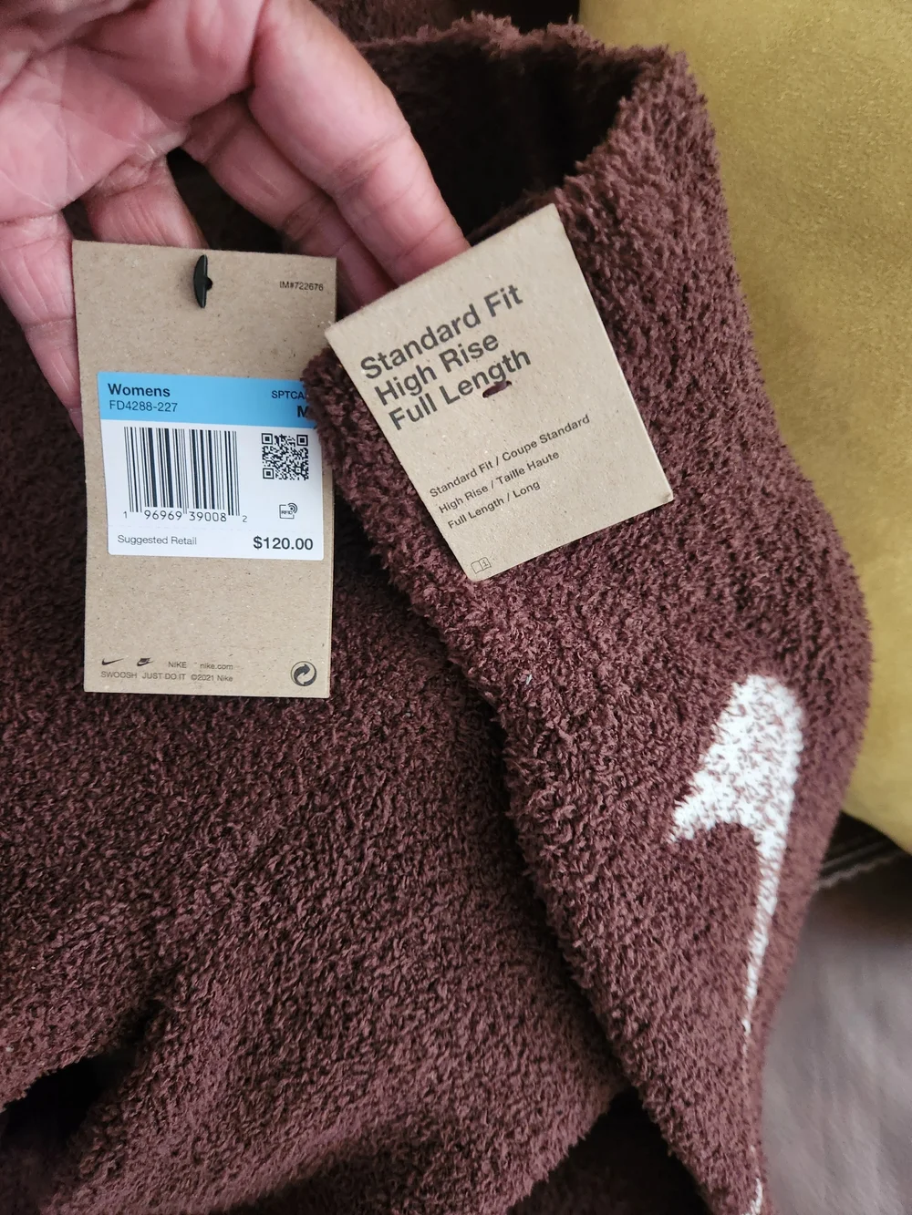 Nike Brown Cozy Knit Sweatpants with White Swoosh Accent - Picture 3 of 6